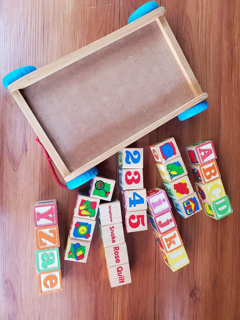 KMART Alphabet Cube Wooden Toy with Wagon, Babies & Kids, Infant