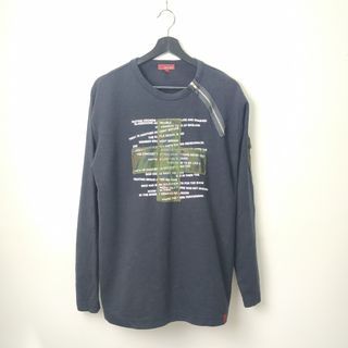 [L] BULLET NOISE ART TSHIRT GRAPIC ARMY ZIPPER JAPAN BRAND LONG SLEEVE MEN SIZE BLACK