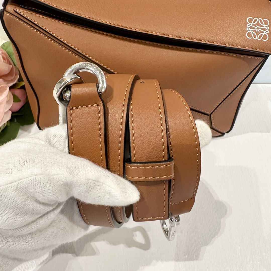 Loewe Mini Puzzle Bag Tan Calfskin Palladium Hardware