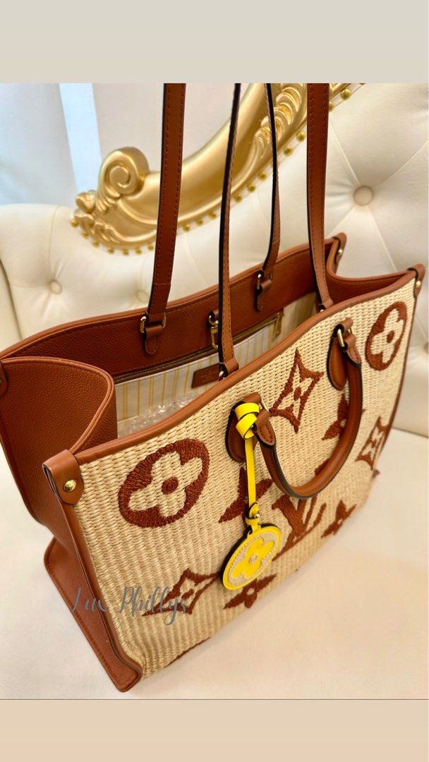 Louis Vuitton Onthego GM Tan in Woven Raffia with Gold-tone - US