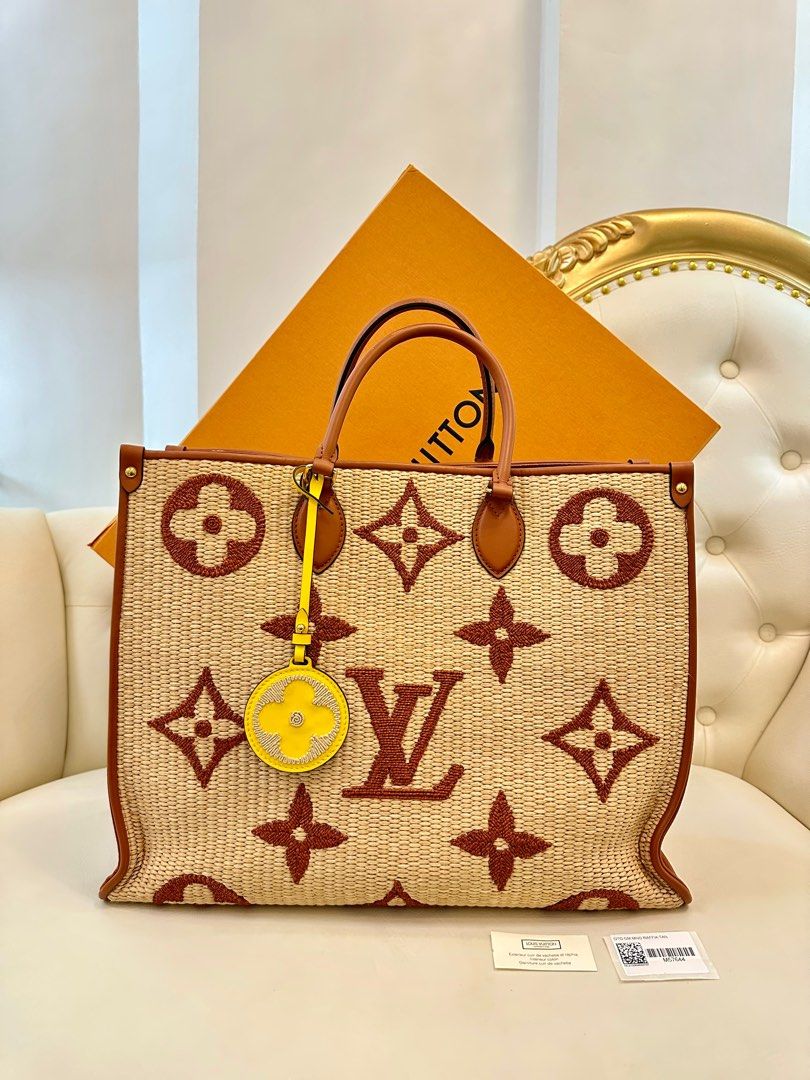 New Louis Vuitton Raffia Limited.Edition On The Go Bag with Box at