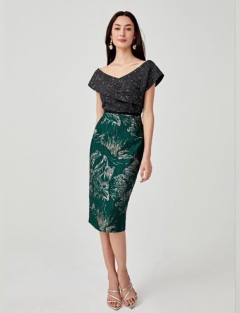 Honeycup Knit Skirt In Emerald Green Cotton Blend