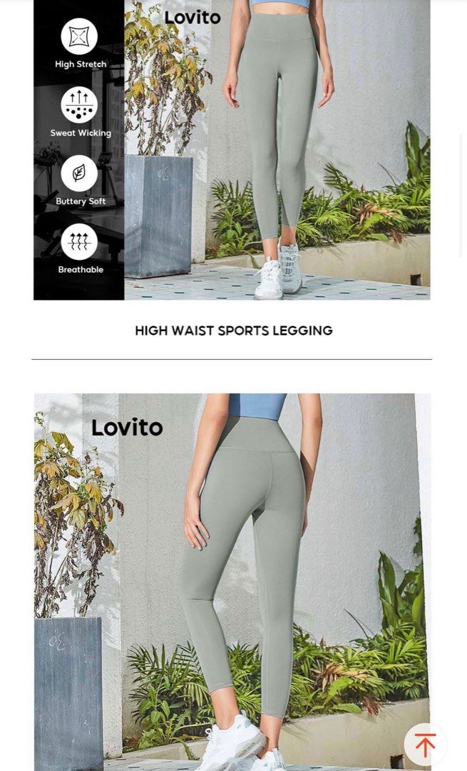 Lovito Summer Plain High Waist Sports Yoga Pants Compression Leggings for  Woman L02044 (Light Blue/Pink/Black/Dark Blue)