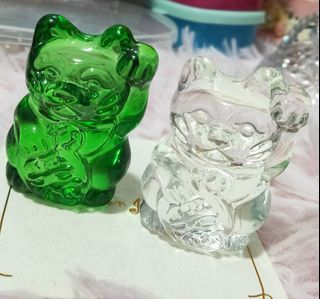 Lucky Cats Glass Home Decorate price for 2pcs