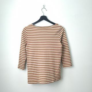 [M] FUNDAMENTAL PAODELO VINTAGE TSHIRT STRIPE BROWN COLOR LONG SLEEVE JAPAN BRAND CASUAL BASIC ESSENTIAL WOMEN SIZE