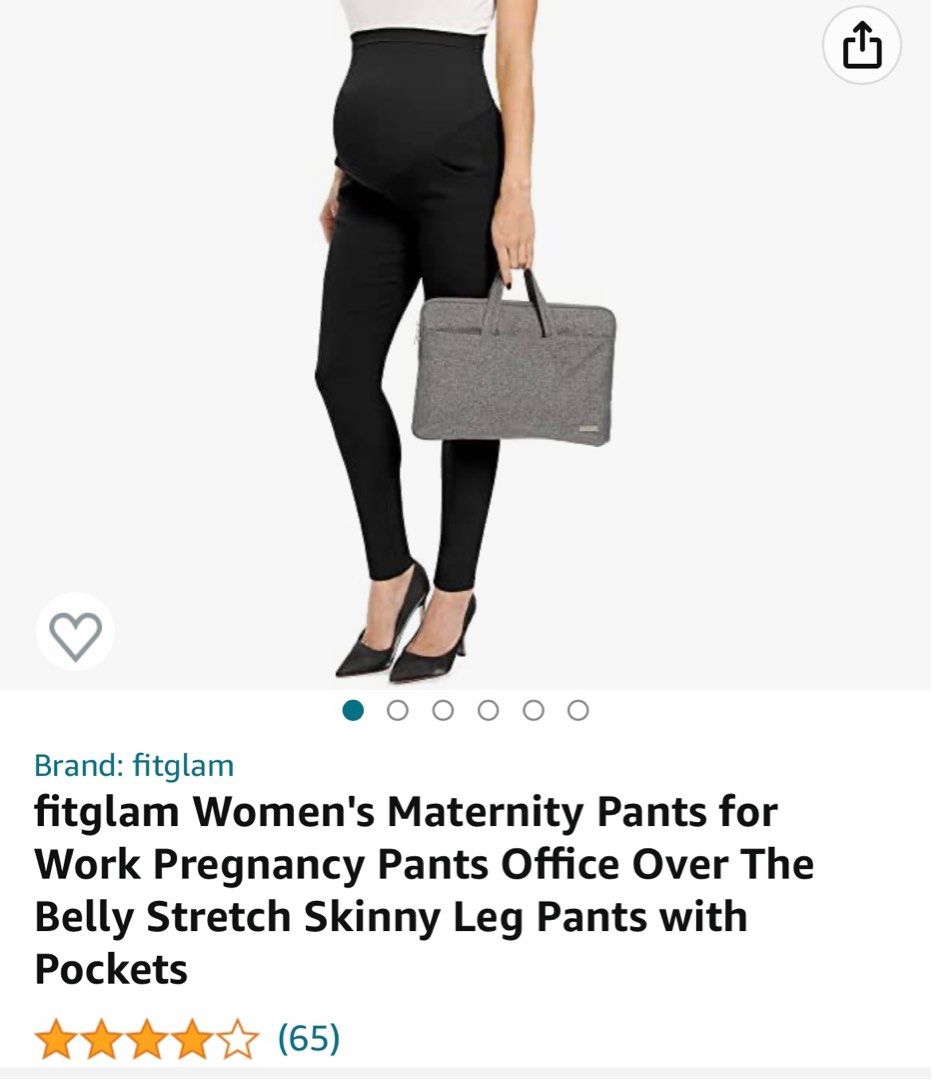 Fitglam Maternity pants -skinny looking, stretchy, comfortable and suitable  for work. Has pockets!