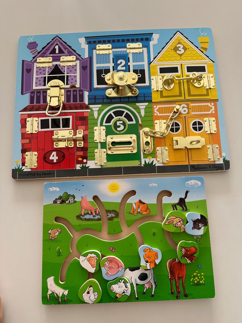 Melissa&Doug Wooden Latches Board + Wooden Toy, Babies & Kids, Infant