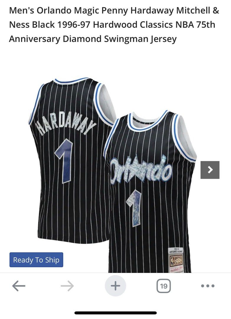 Penny Hardaway Orlando Magic Mitchell & Ness 1996-97 Hardwood Classics Nba  75th Anniversary Diamond Swingman Jersey - Black - Dingeas