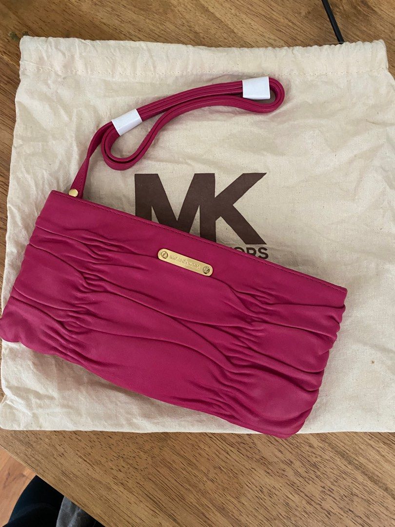Michael Kors Fuschia Ruched Clutch/Small shoulder bag, Luxury, Bags &  Wallets on Carousell