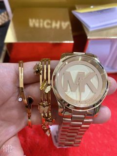MK SET WITH BANGLES LOGO AUTHENTIC WATCH