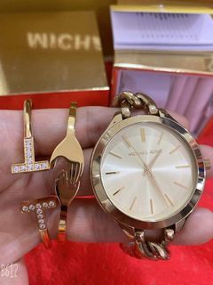 MK SET WITH BANGLES TWISTED AUTHENTIC WATCH