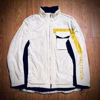NAUTICA®帆船 COMPETITION 撞色 異材質拼接 內刷毛 立領 外套