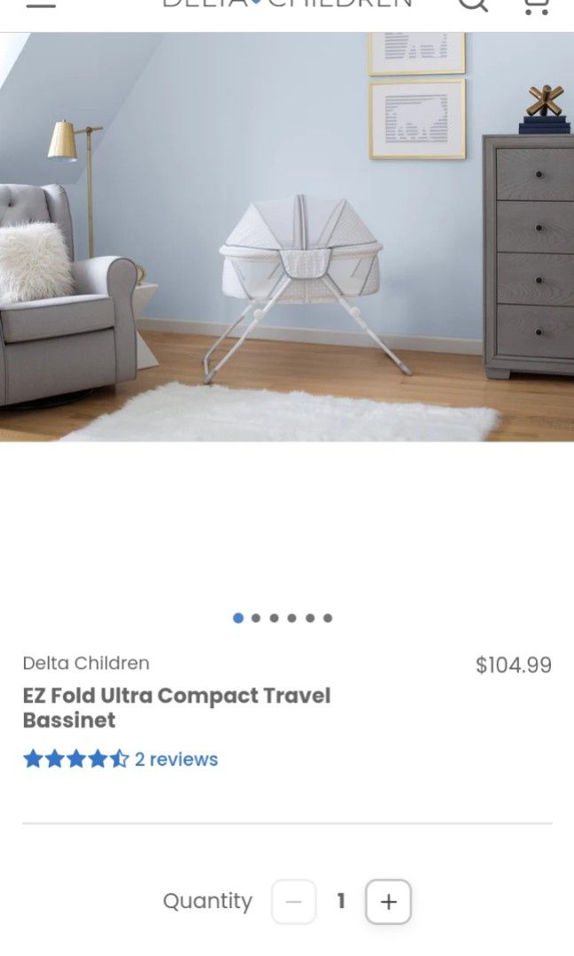 Delta Children EZ Fold Ultra Compact Travel Foldable Baby Bassinet with free head and body pillow. Babies Kids Baby Nursery Kids Furniture Cots Cribs on Carousell