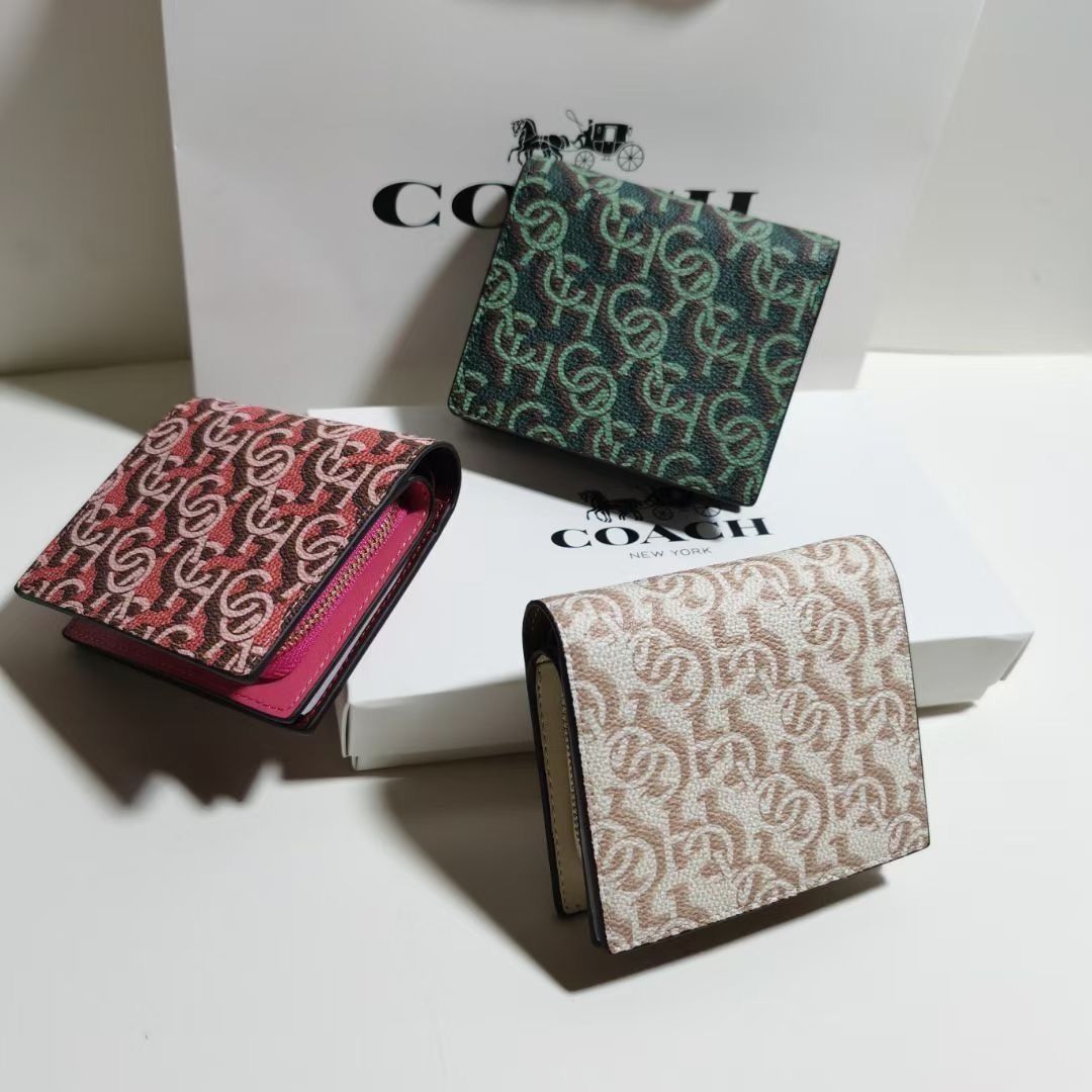 New Coach Original SNAP WALLET WITH SIGNATURE MONOGRAM PRINT Wallet For Women Come With Complete Set Suitable for Gift