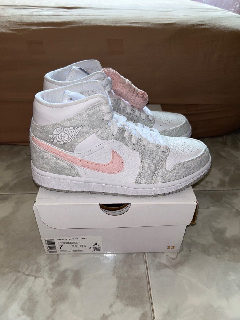 White grey and outlet pink jordans