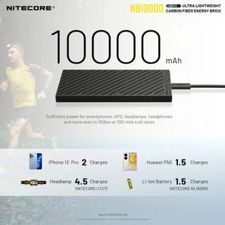 Nitecote 10000 Gen2 超薄炭纖移動電源 PD + QC 3.0 20W 快充