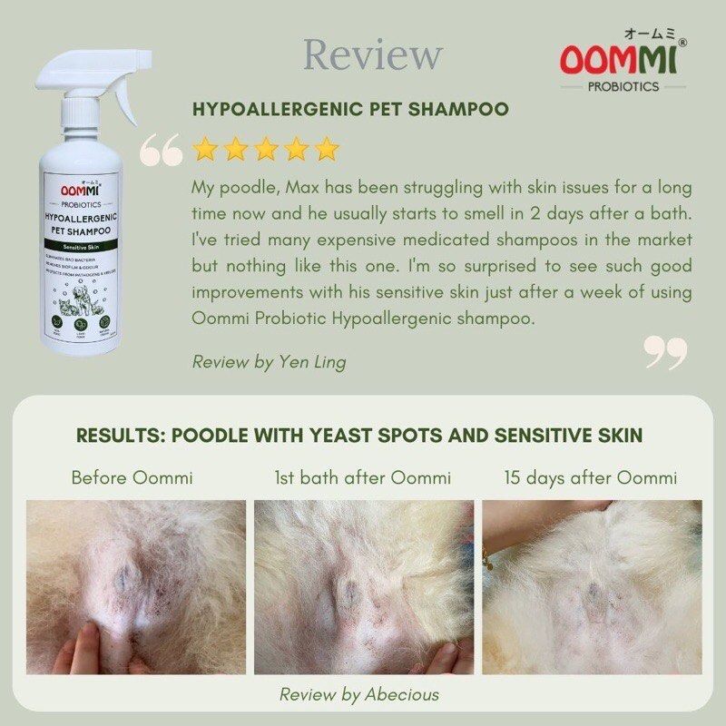 Oommi Hypoallergenic Pet Shampoo For Pets With Sensitive Skin Yeast