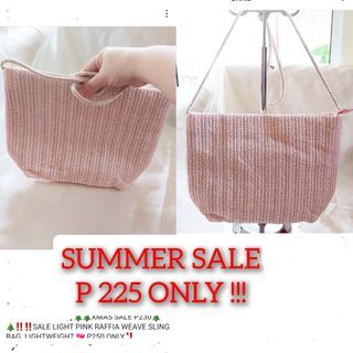 PINK RAFFIA WEAVE SLING NATIVE BAG