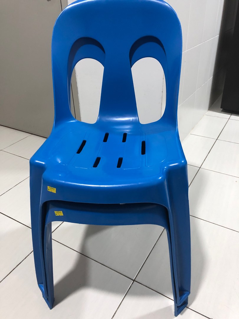 Plastic chair blue x 2 units, Furniture & Home Living, Furniture
