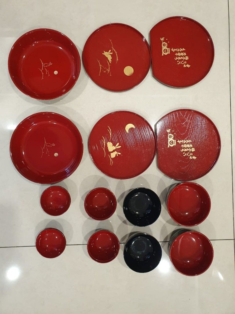 Plastic Japanese bowls plates set, TV & Home Appliances, Kitchen