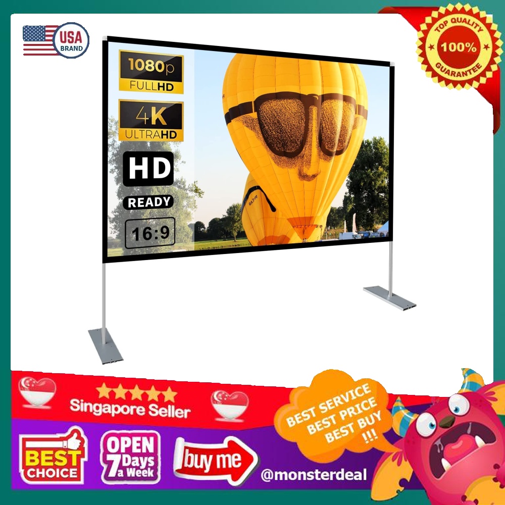 Portable Projector Screen with Stand 100 inch 169 HD 4K Outdoor Indoor