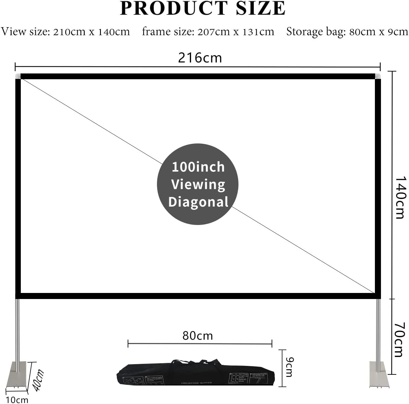 Portable Projector Screen with Stand 100 inch 169 HD 4K Outdoor Indoor