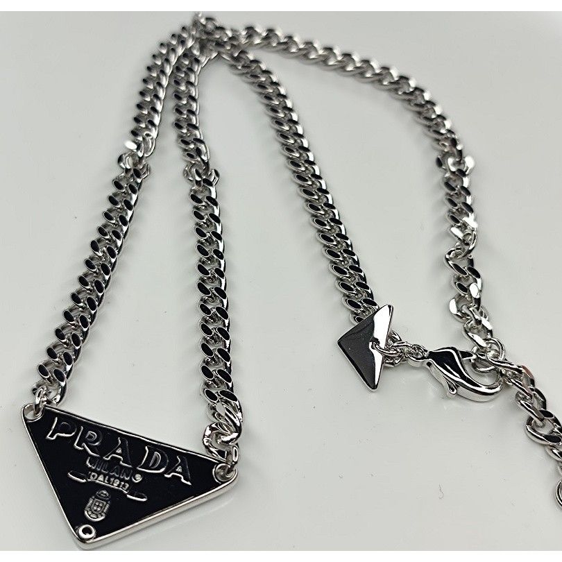 Prada necklace deals triangle black