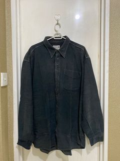 [Preloved] TIPO’S Black Distressed Corduroy Oversized Shirt