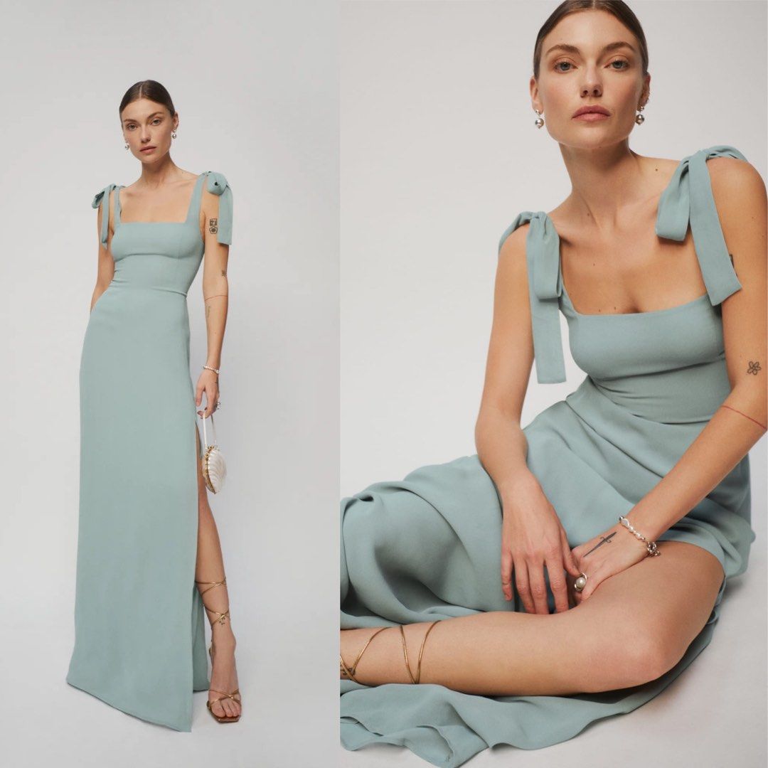 Reformation Westerly Maxi Dress in Audrey Pink Celadon Blue Arles Orchids Black Women s Fashion Dresses Sets Dresses on Carousell