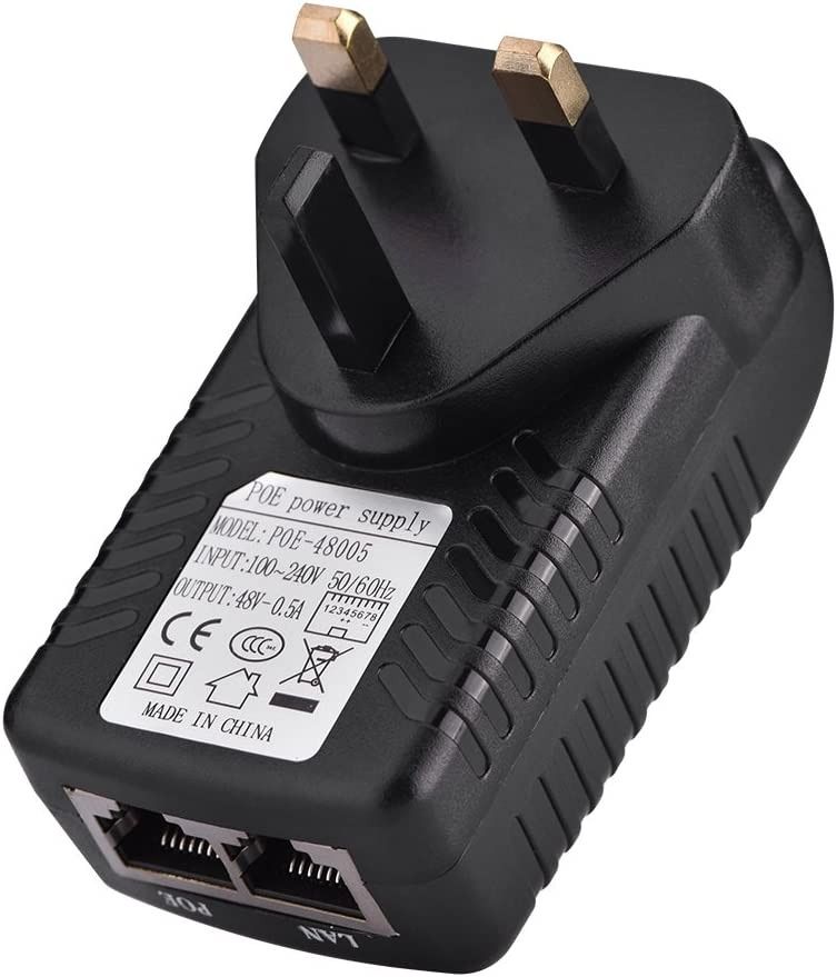 48V-0.5A EU US Wall Plug POE Injector Ethernet Adapter Camera Phone Power  Supply
