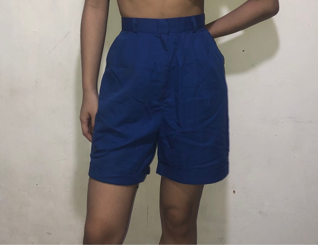 Pre-Order Beau Blue Ruffled High Waist Flap Pockets Denim Shorts
