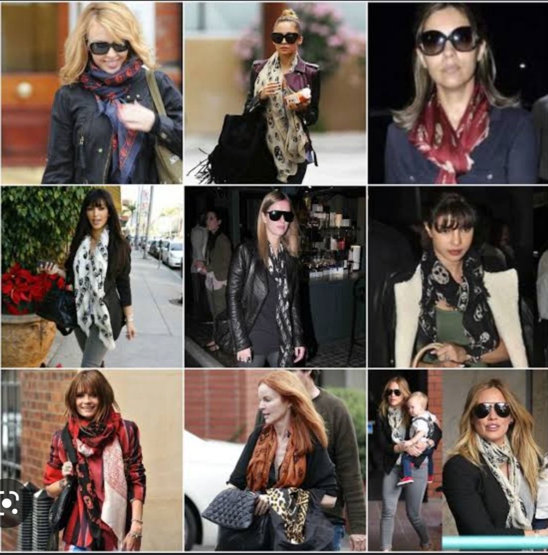 S17 Alexander McQueen Black and White Skull Print Silk Scarf Selling Low Clearance Sale Women s Fashion Watches Accessories Scarves on Carousell