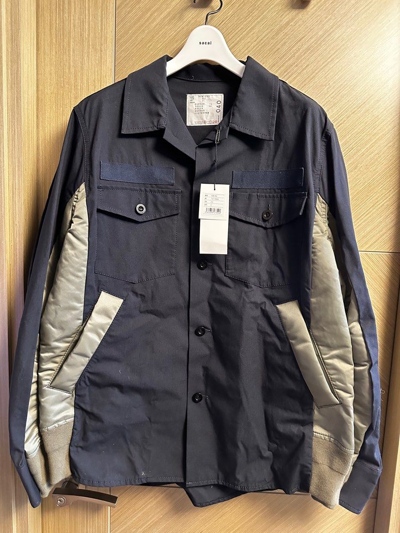 Sacai 21SS Cotton Oxford Nylon Twill Shirt SCM-040, 男裝, 外套及