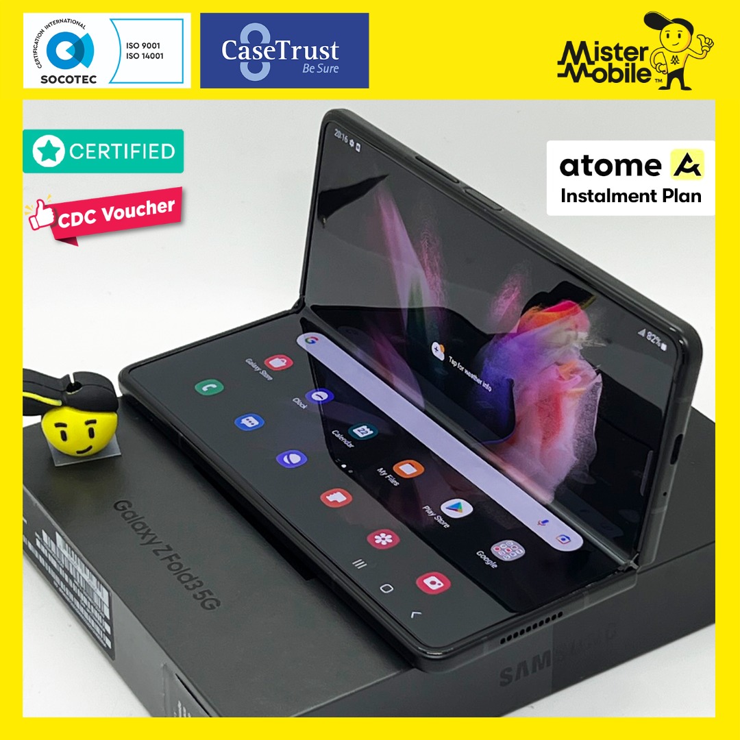 Samsung Galaxy Z Fold 3 5G 256 256GB Phantom Black Local Used Set ...
