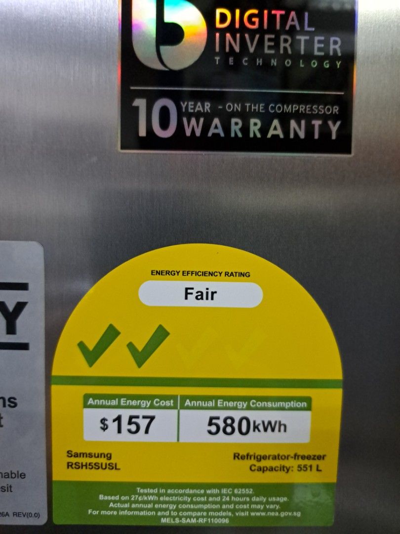 Samsung side by side Refrigerator Fridge inverter 551L net warranty