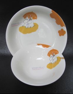 Set of 2 Moomin Valley Big & Small Deep Plates - Moomintroll & Snorkmaiden