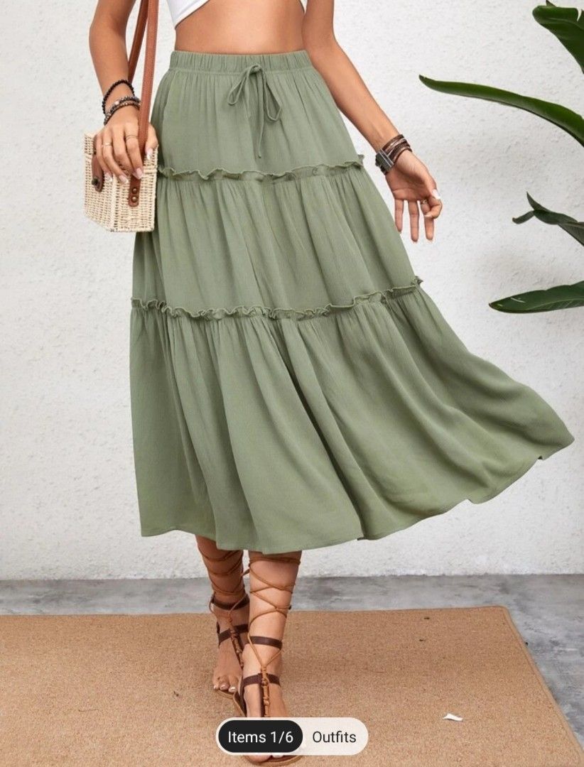 SHEIN RUFFLE SUMMER LONG SKIRTS Women s Fashion Bottoms Skirts