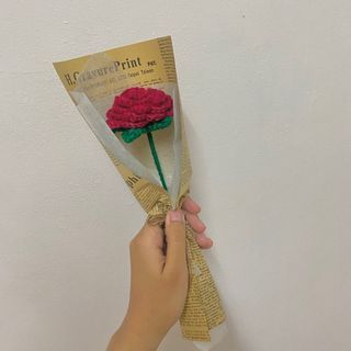 SINGLE ROSE CROCHET BOUQUET