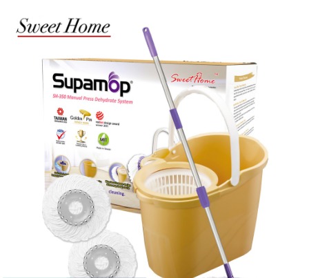 [SupaMop] Classic SH350 Hand Press Spin Mop Set 1 Year Warranty Free 2 ...