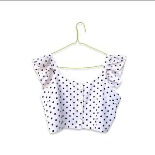 Sweet Ruffles polkadot pattern crop top not cotton ink berskha h&m stradivarius
