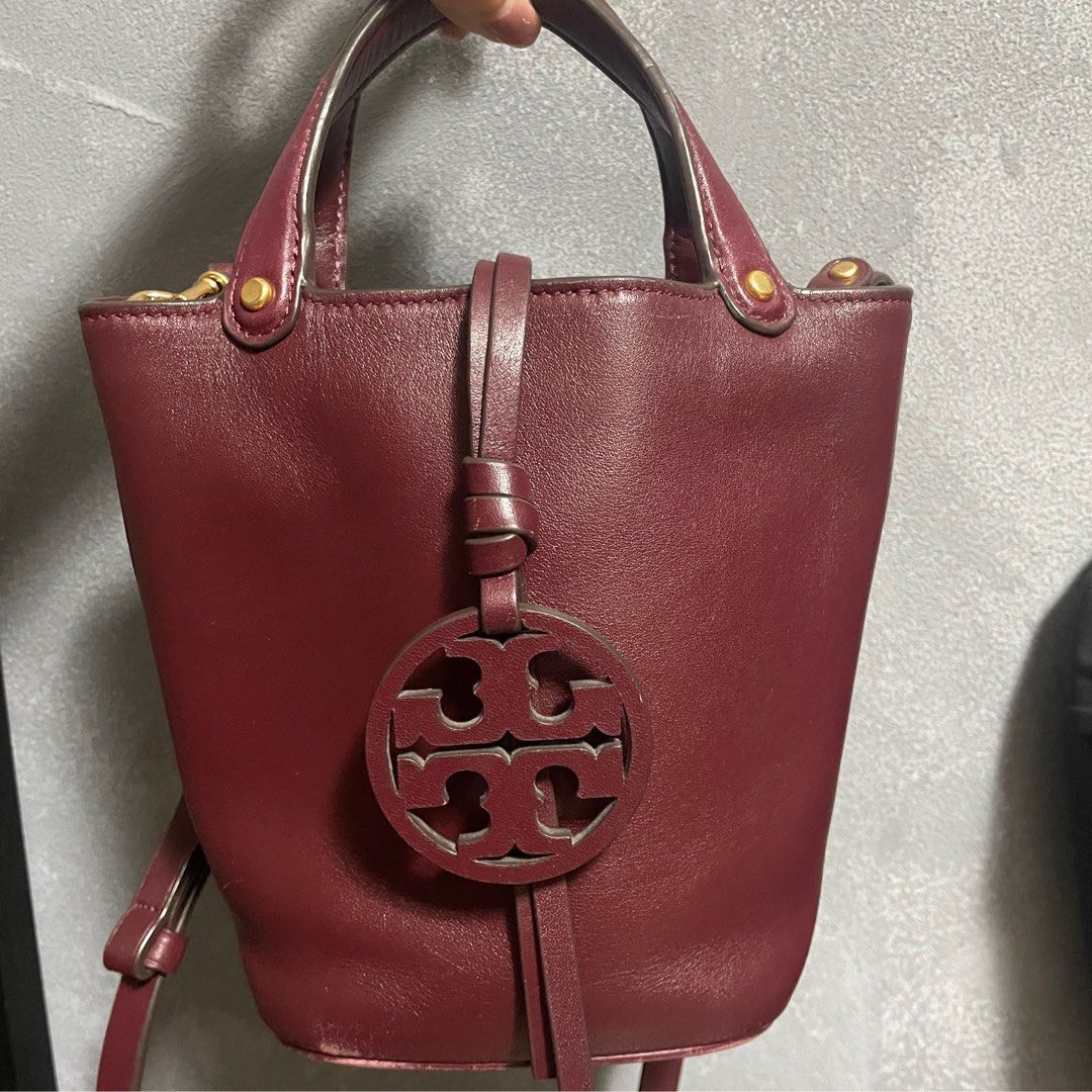 Tory Burch Miller Mini Bucket Bag Burgundy Crossbody 55222