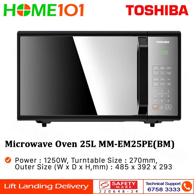 Toshiba Microwave Oven 25L MMEM25PE(BM), TV & Home Appliances, Kitchen