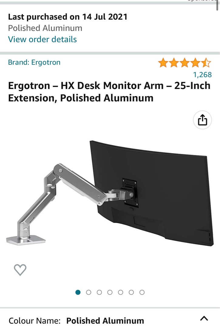 Used quality Ergotron Monitor Arm, Computers & Tech, Parts