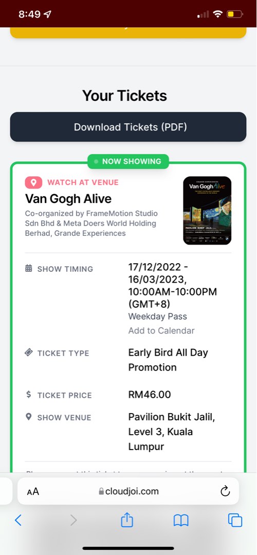 Van gogh exhibition, Tickets & Vouchers, Event Tickets on Carousell