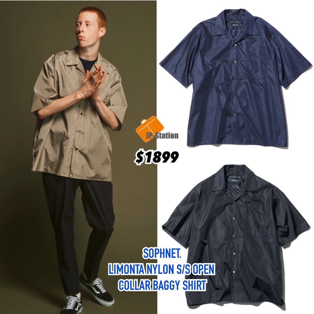 日本代購SOPHNET. 🇯🇵 本週新作💁🏻‍♂️ LIMONTA NYLON S/S OPEN COLLAR BAGGY SHIRT,  預購- Carousell