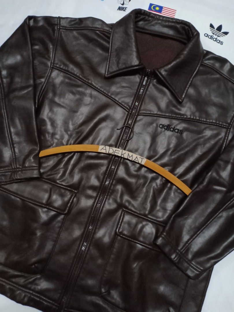 Vintage adidas leather jacket pvc made in japan