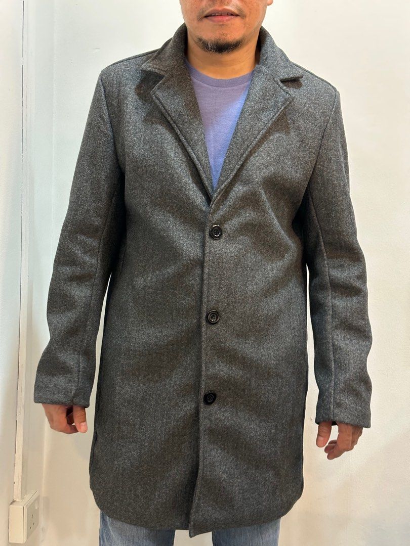 XXL Man Woolen Coat Korean Slim Mid Length Trench Coat Men s