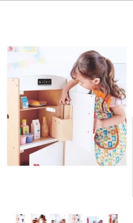 YBR chk RARE Hape Gourmet Kitchen WOODEN wood Fridge Cabinet