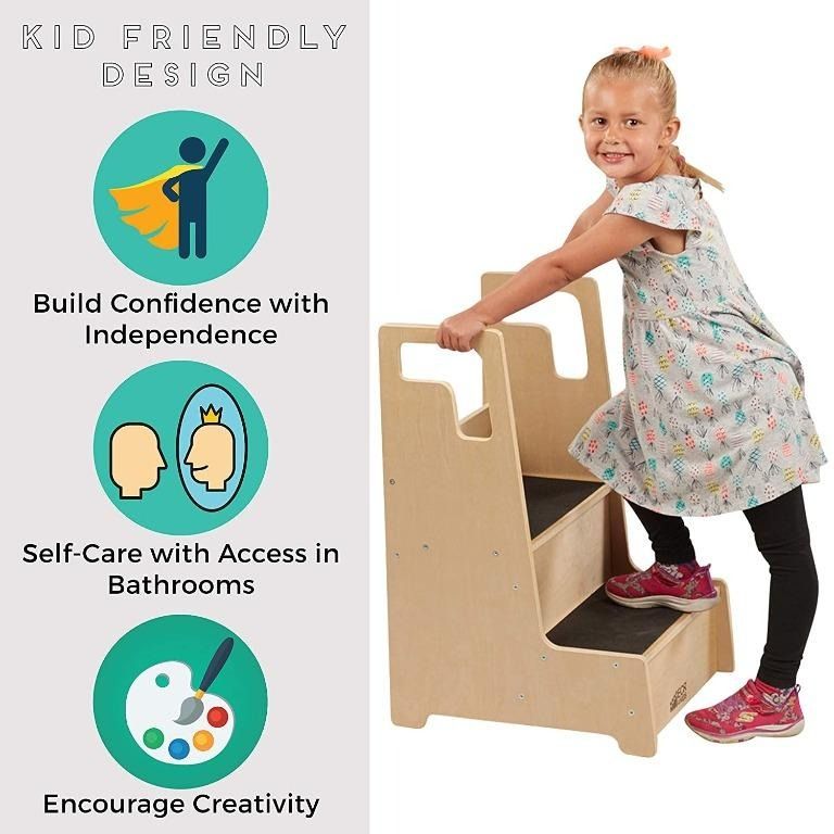 [YBR] ECR4Kids Reach-Up Step Stool with Support Handles and Non-Slip ...