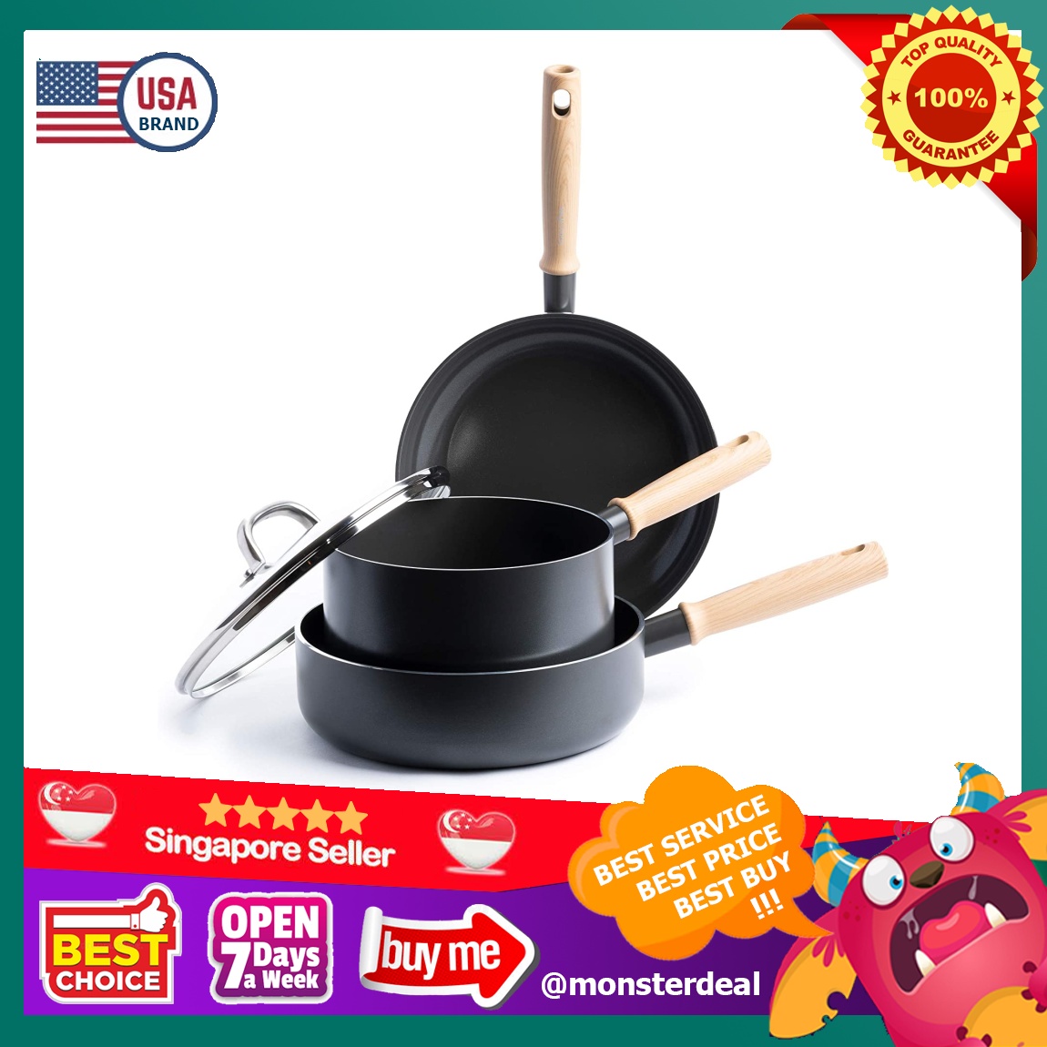  GreenPan Hudson Healthy Ceramic Nonstick, 3QT Saute pan Jumbo  Cooker with Lid, Vintage Wood Insipred Handle, PFAS-Free, Dishwasher Safe,  Black : Everything Else